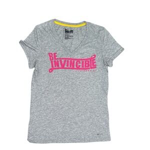 Nike Dri-Fit Livestrong Be Invincible‎ V-Neck Graphic Tee Gray Women's X-Small